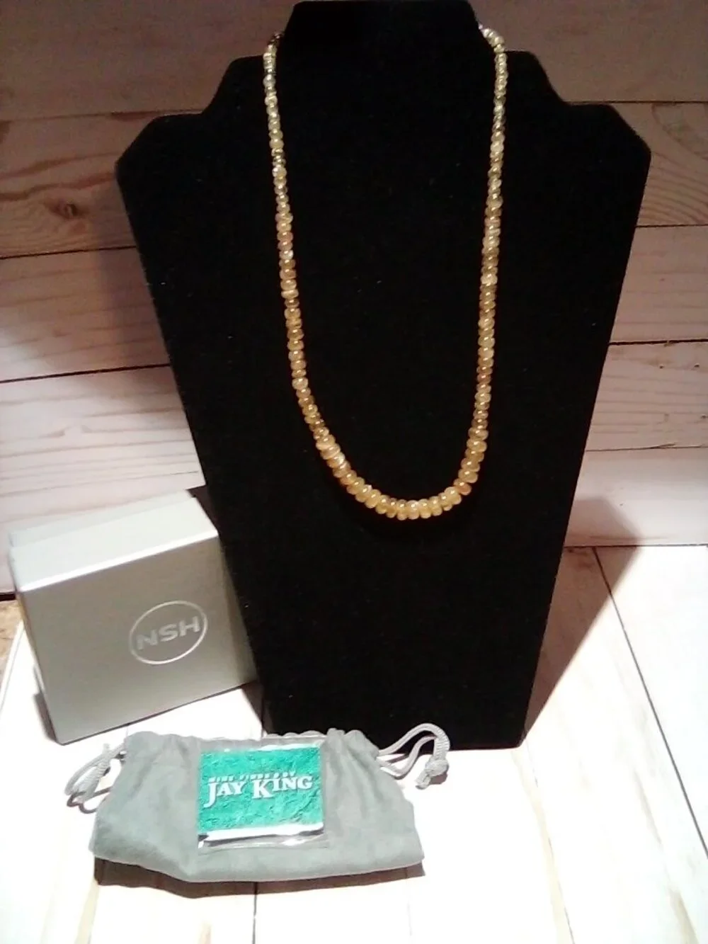 Jay King Egg Yolk Amber Necklace With Sterling  MIB 